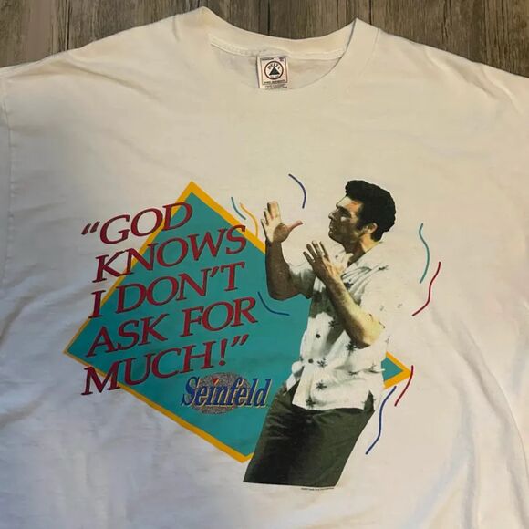 Vintage 90s Seinfeld "God Knows I Dont Ask For Much" T-Shirt Size XL Promo - Picture 2 of 6